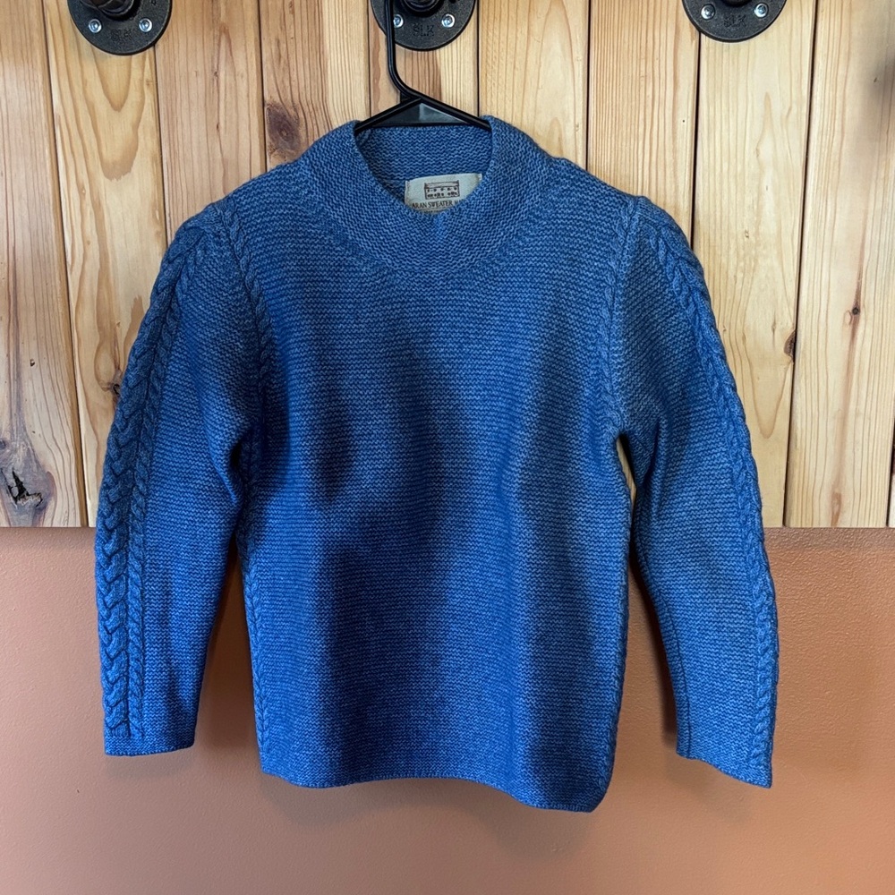 Aran Sweater Market Wool Blue Cable Knit Sweater